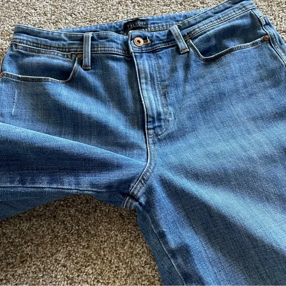 Talbots Stovepipe Jeans Women’s 12 Blue Medium Wash Cropped Wide Leg High Rise - Picture 9 of 15